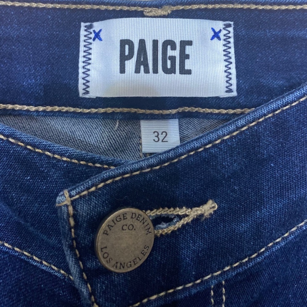 Paige Womens High Rise Skinny Jeans Dark Indigo Blue Stretch Denim Size 32 - Picture 3 of 6